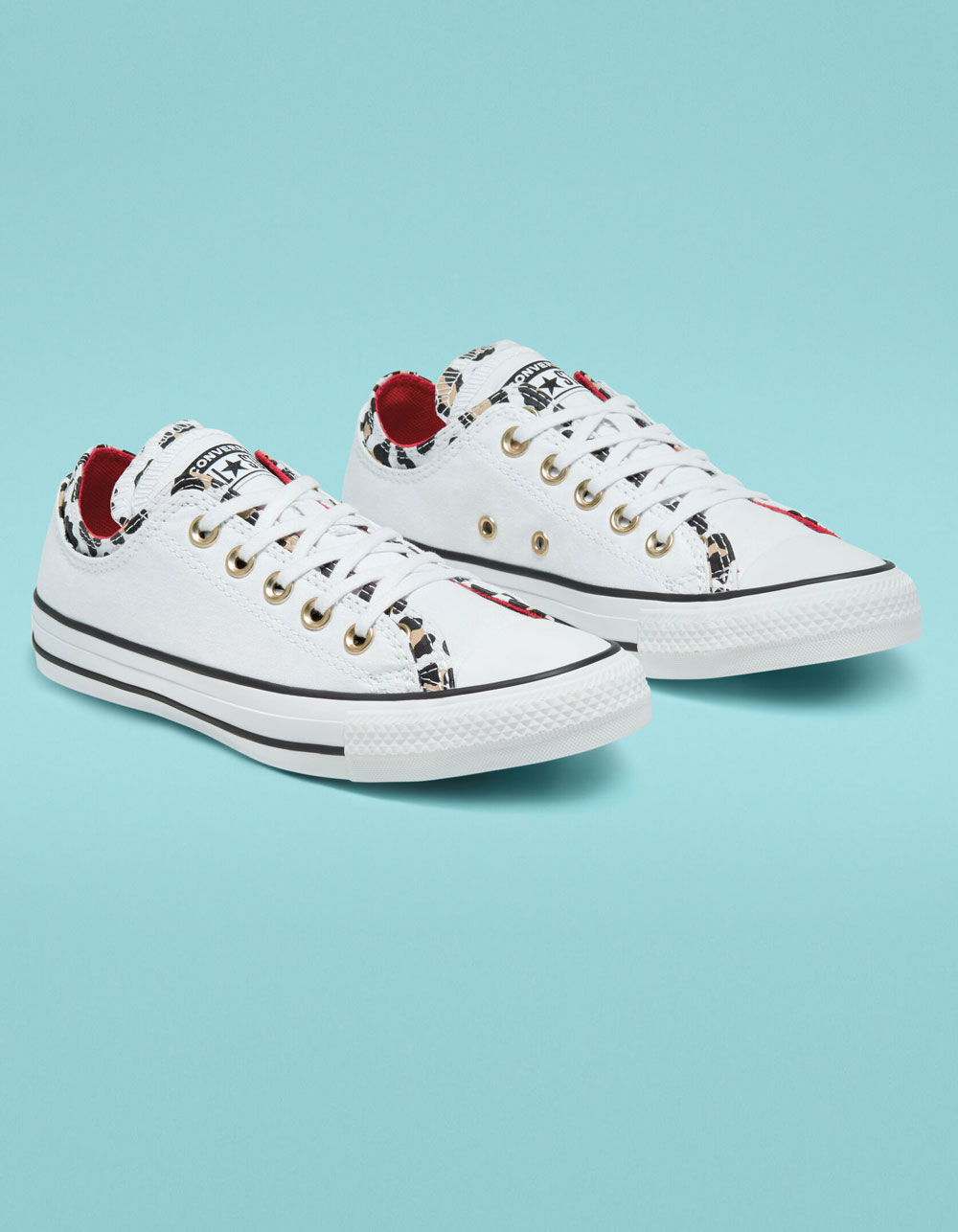 Bowling En smule alarm CONVERSE Double Upper Chuck Taylor All Star Womens Low Top Shoes -  WHITE/LEOPARD | Tillys