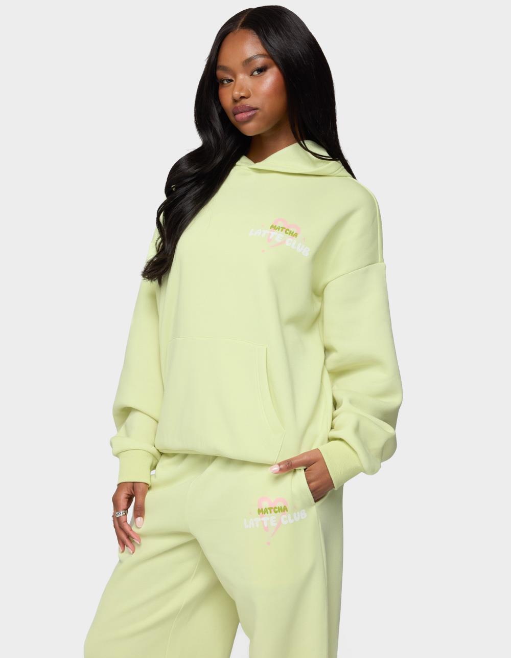 EDIKTED Matcha Lover Oversized Hoodie - GREEN