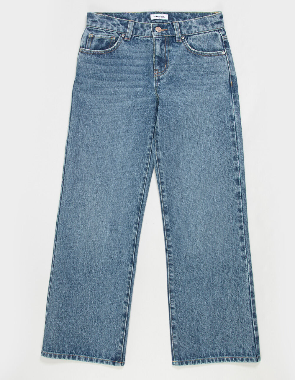 RSQ Girls Low Rise Embroidered Pocket Wide Leg Jeans - Dark Wash