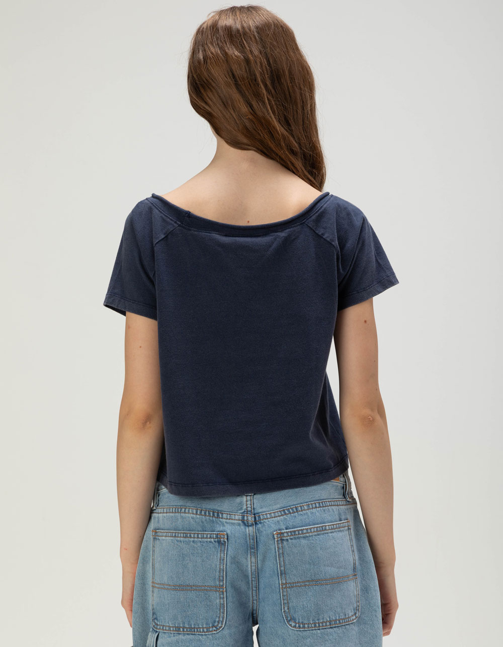 The WILD COLLECTIVE Seattle Seahawks Womens Off Shoulder Tee - BLUE