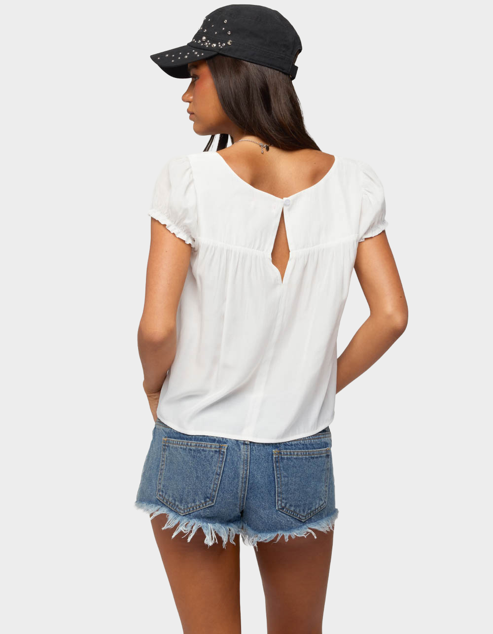 EDIKTED Nesta Puff Sleeve Top - WHITE