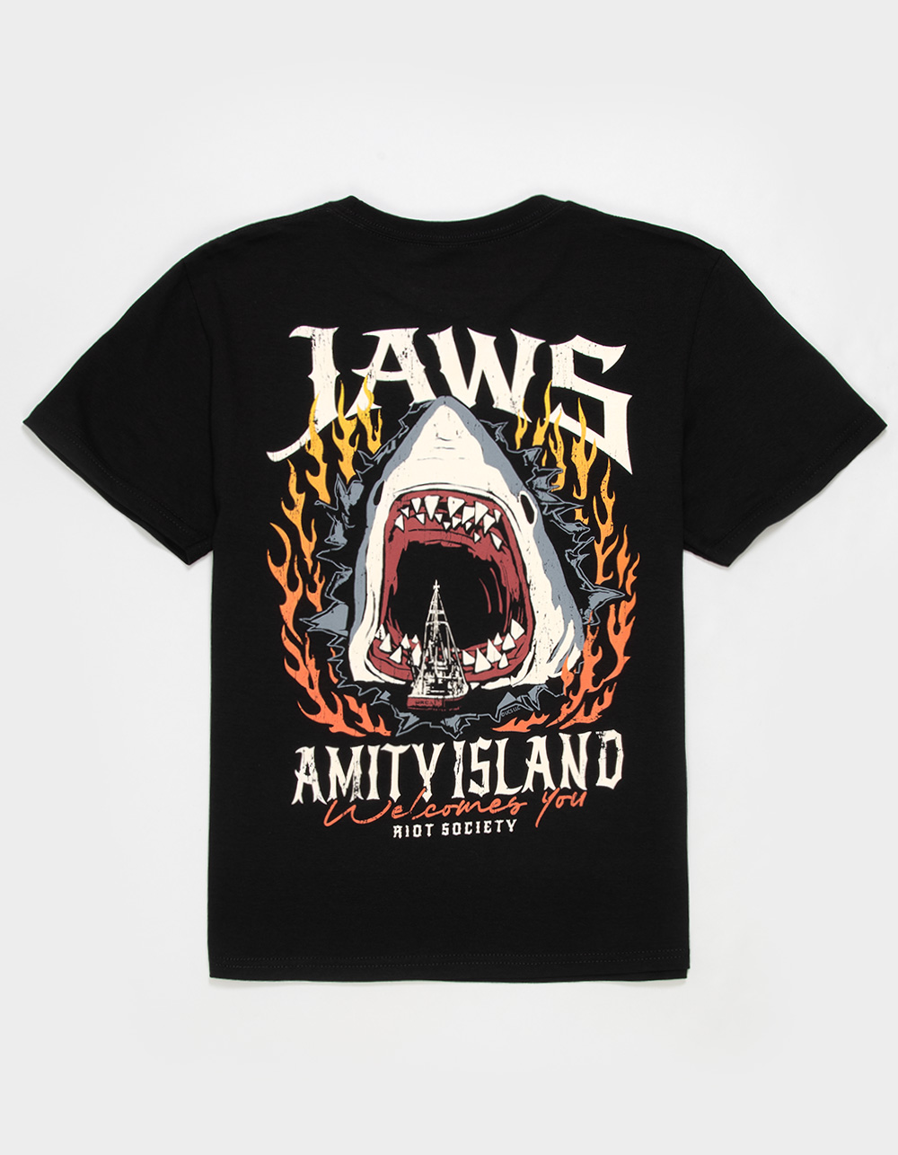 RIOT SOCIETY Jaws Fire Boys Tee - BLACK