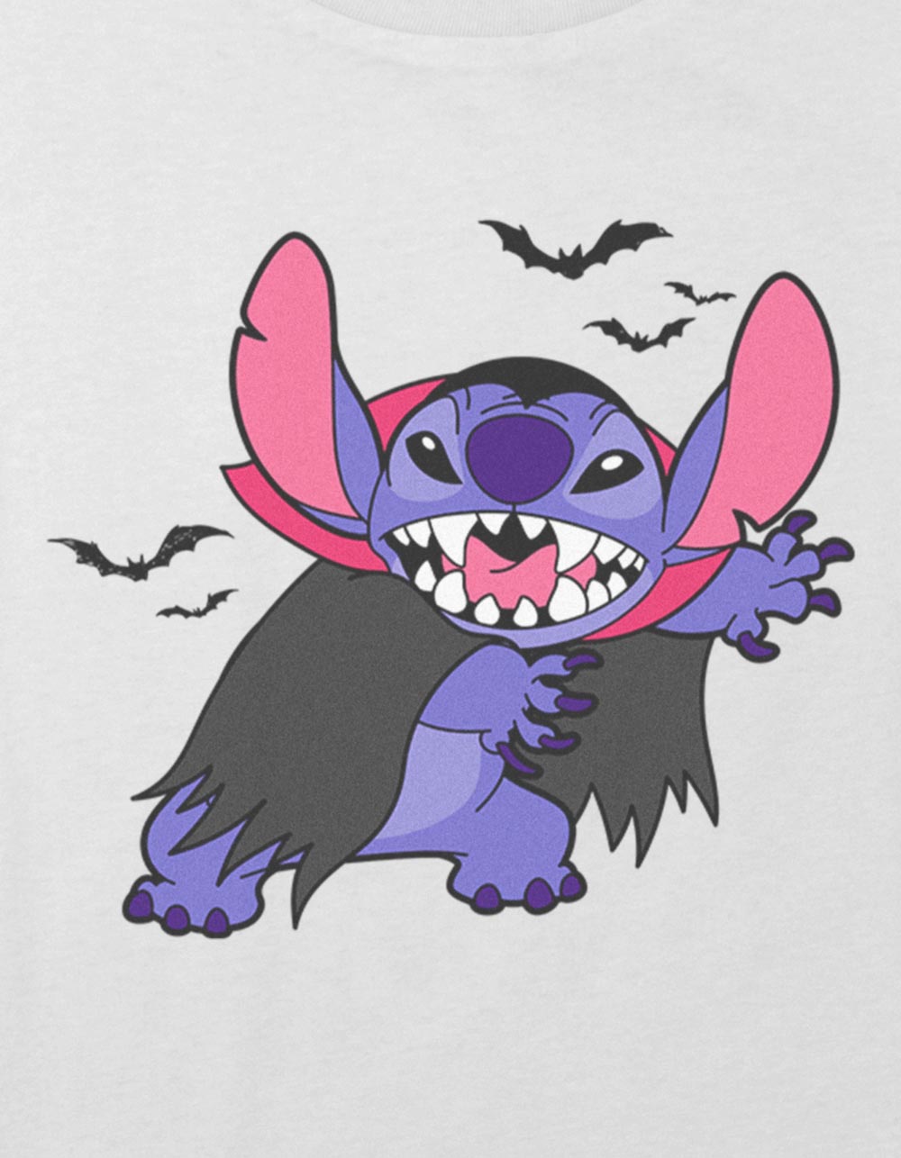 LILO & Stitch Vampire Bats Girls Crop Tee - WHITE