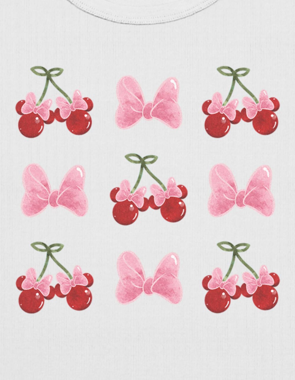 DISNEY Minnie Cherry Bows Womens Baby Tee - CREAM