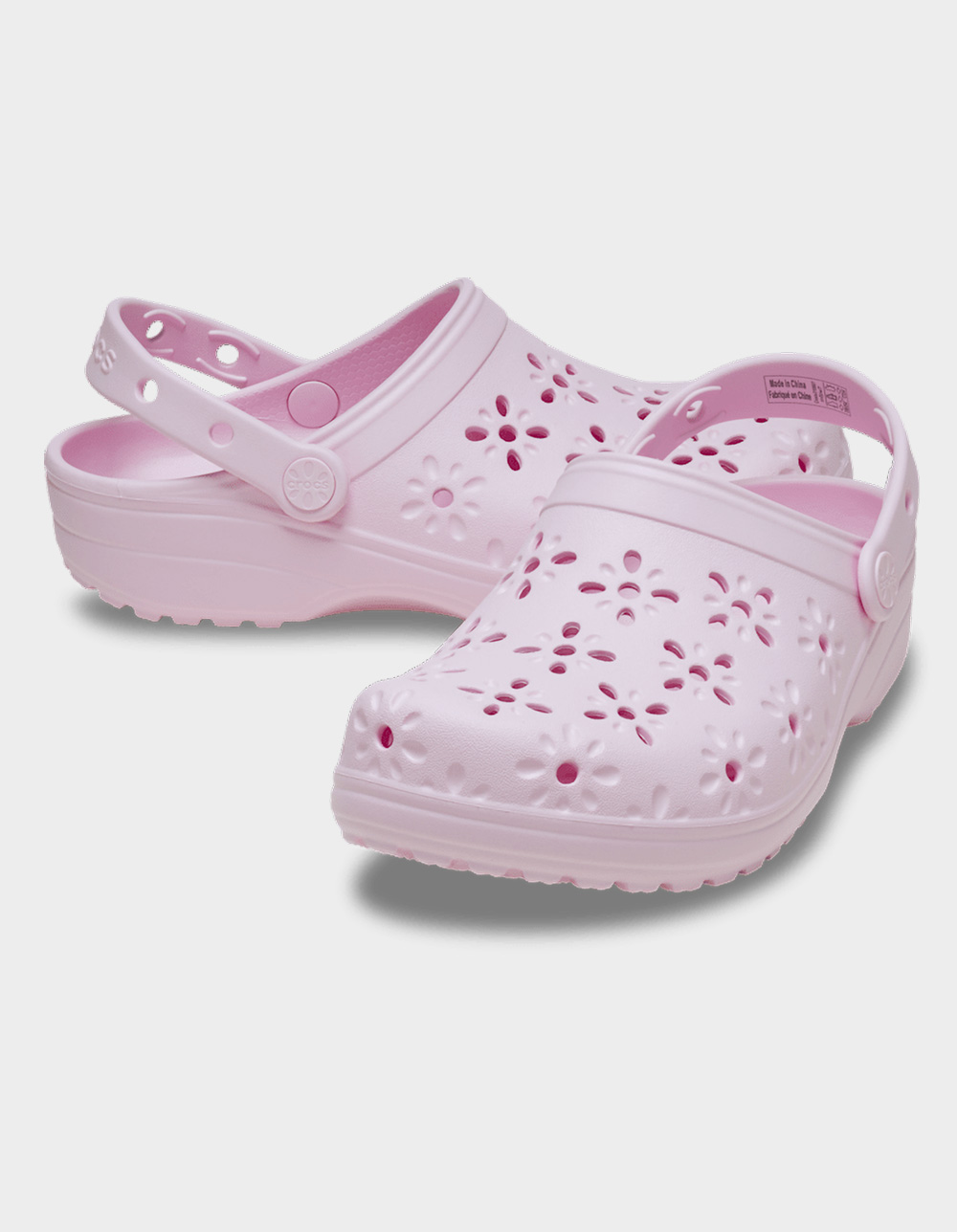 CROCS Floral Cut-Out Womens Classic Clogs - LIGHT PINK