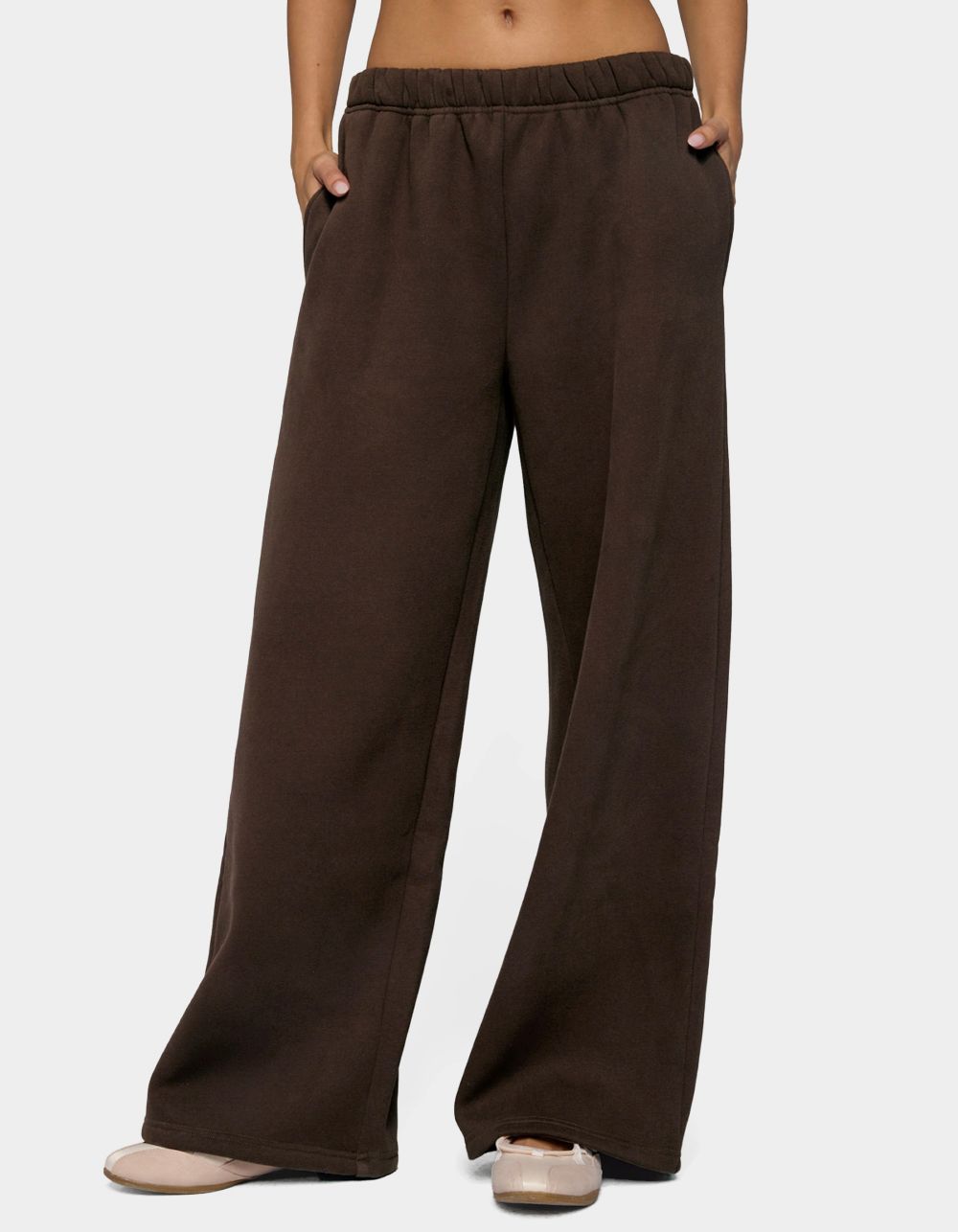 EDIKTED Glow Rhinestone Sweatpants - BROWN