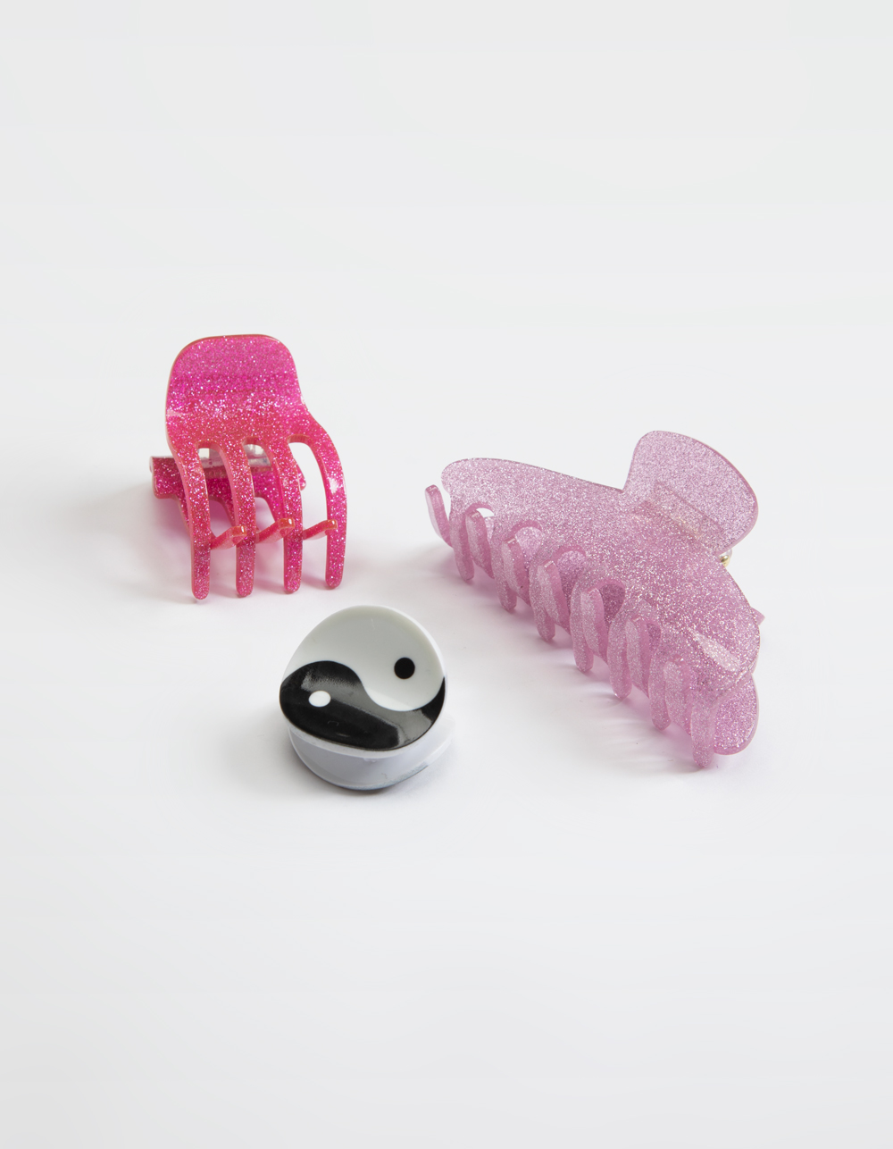 FULL TILT 3 Piece Yin Yang Claw Hair Clip Set PINK COMBO Tillys