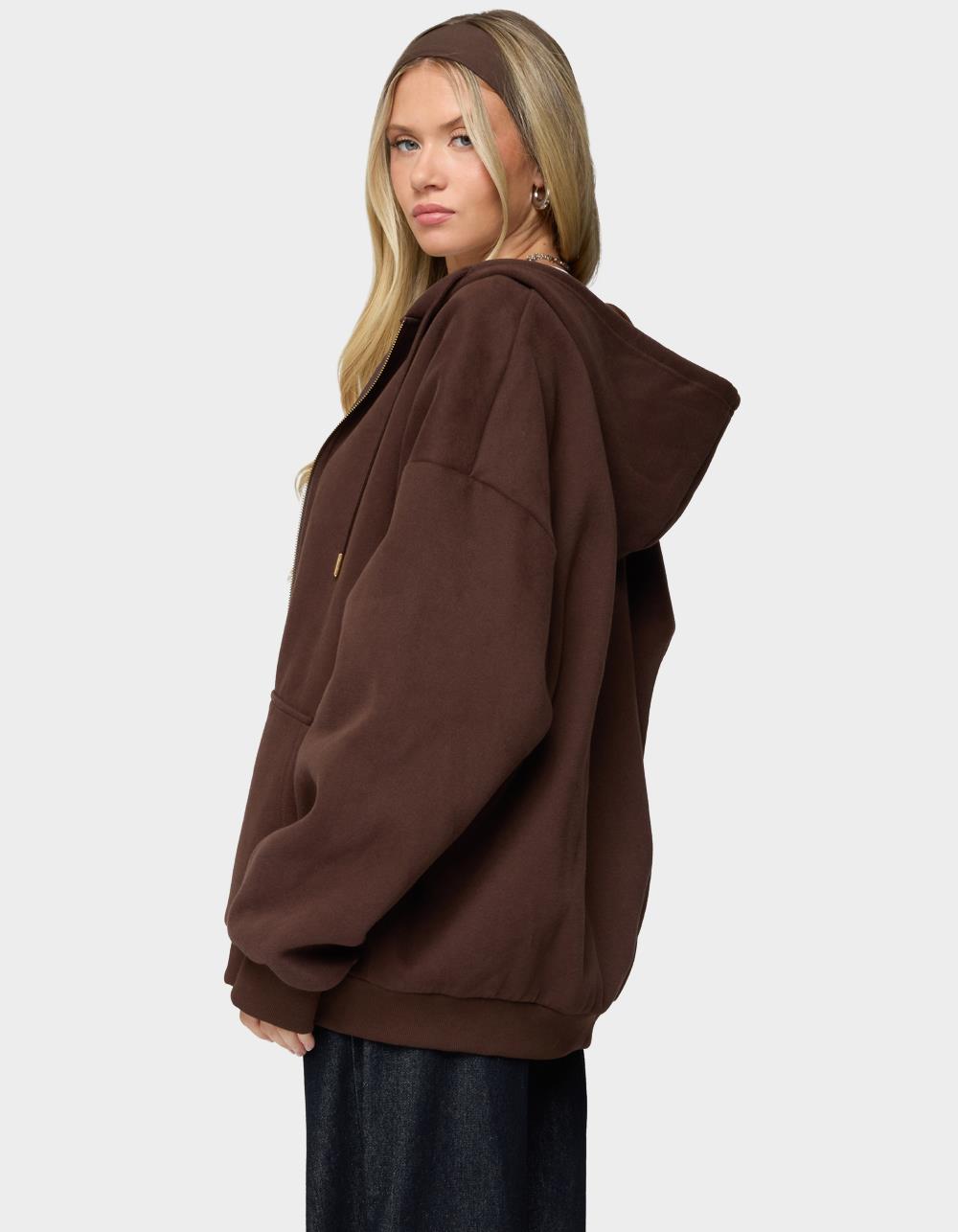 EDIKTED Elvie Oversized Hoodie - BROWN
