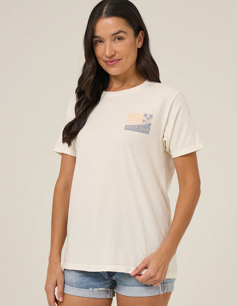 SALTY CREW Rise And Smile Womens Boyfriend Tee - WHITE