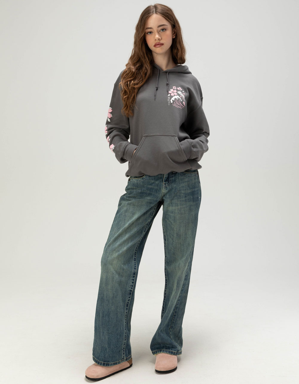 RIOT SOCIETY Koi Womens Hoodie - GRAY