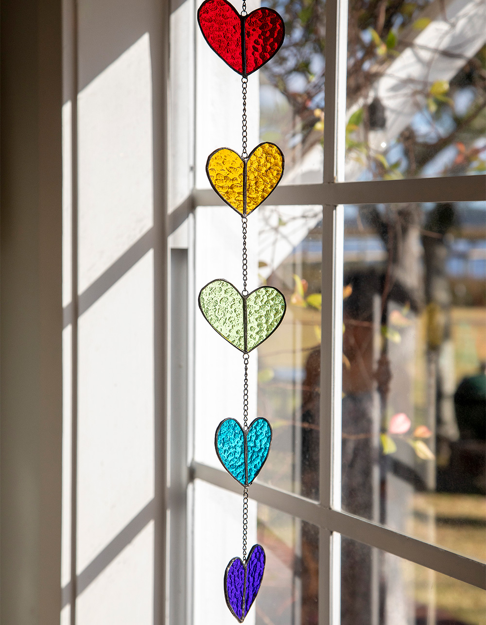 NATURAL LIFE Rainbow Hearts Stained Glass Mobile
