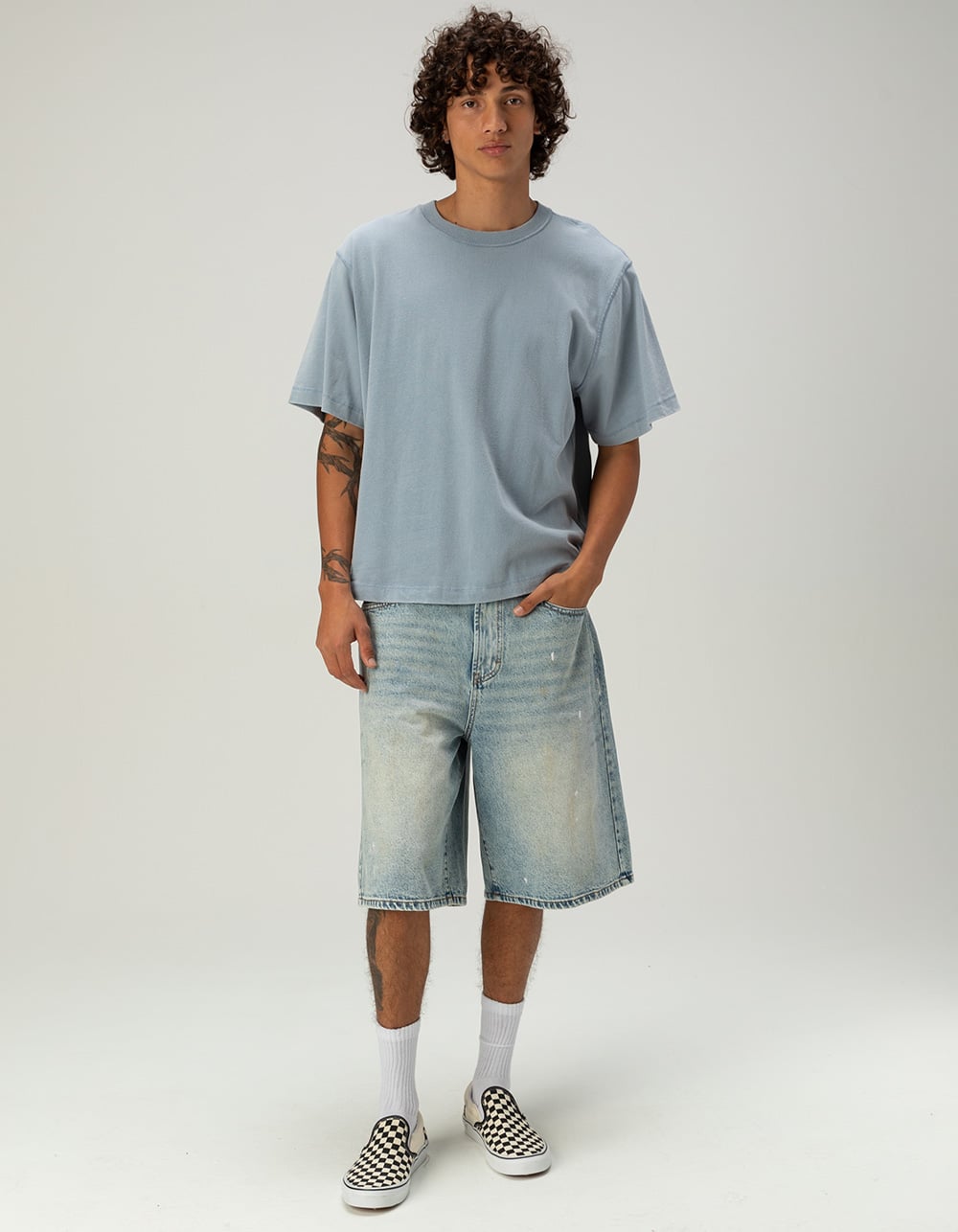 RSQ Mens Baggy Jorts - LIGHT INDIGO
