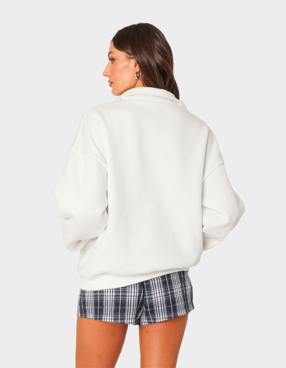 EDIKTED Oversized Quarter Zip Sweatshirt - WHITE | Tillys