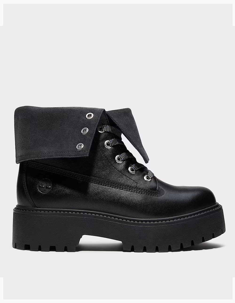 TIMBERLAND Stone Street Womens Fold Over Platform Boots - BLACK