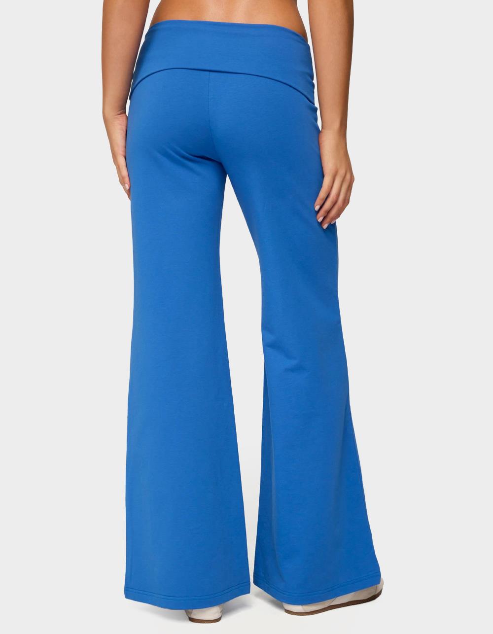 EDIKTED Wide Leg Foldover Pants - BLUE