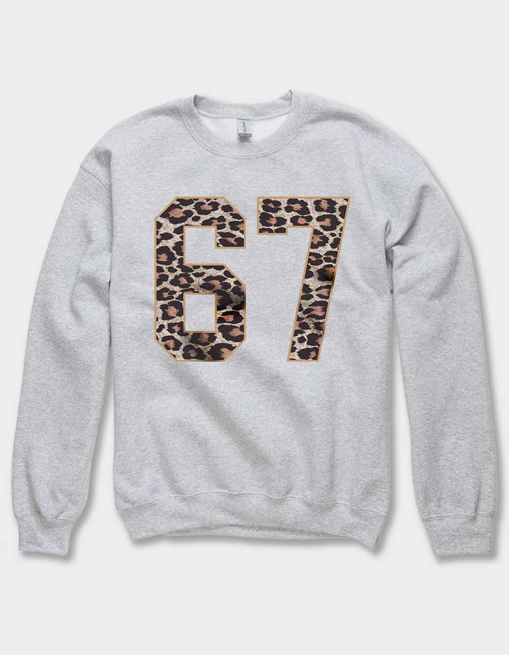 CHEETAH 67 Varsity Unisex Crewneck Sweatshirt - HEATHER GRAY