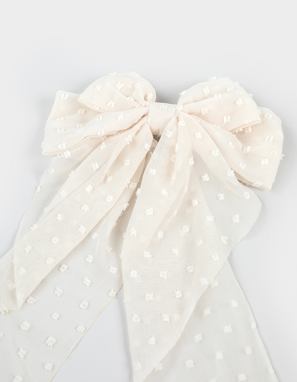 FULL TILT Polka Dot Oversized Bow Clip - IVORY