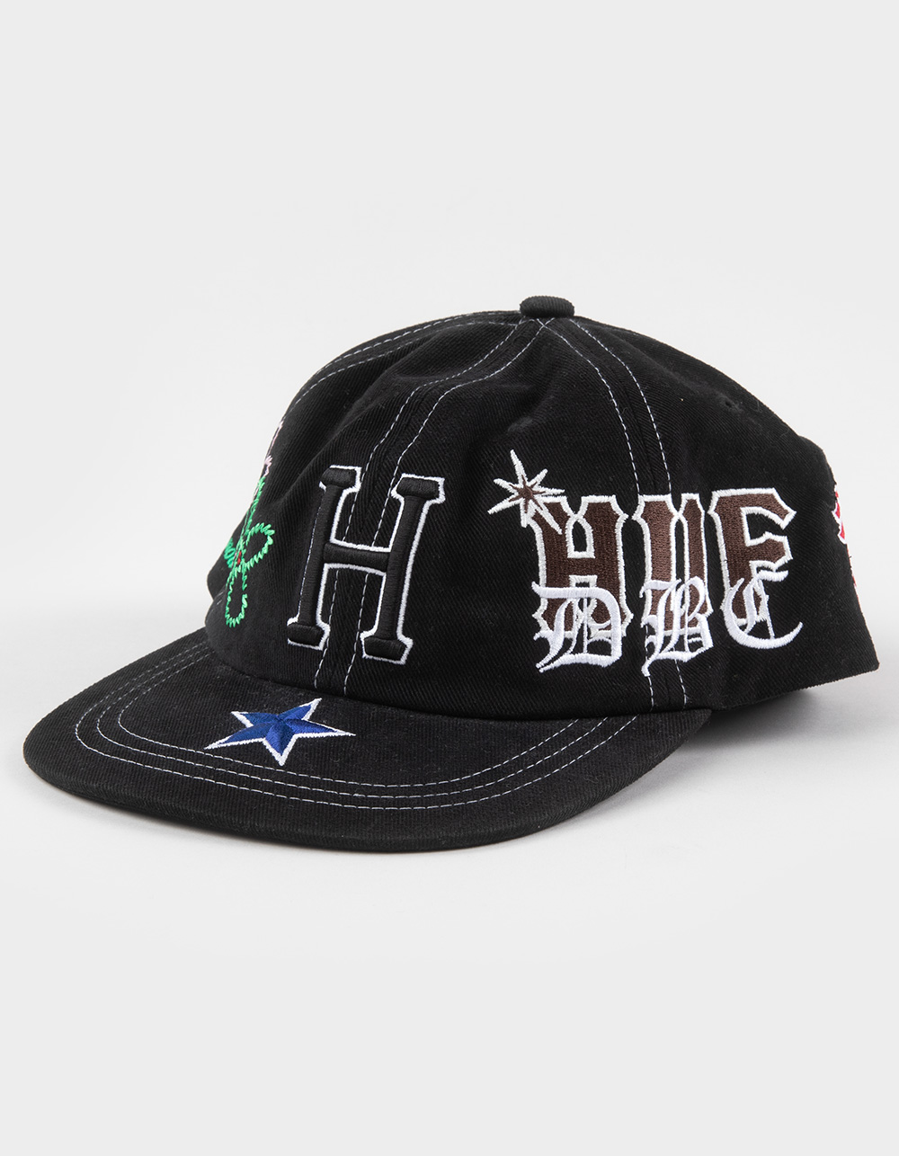 HUF Mashup 6 Panel Snapback Hat - BLACK