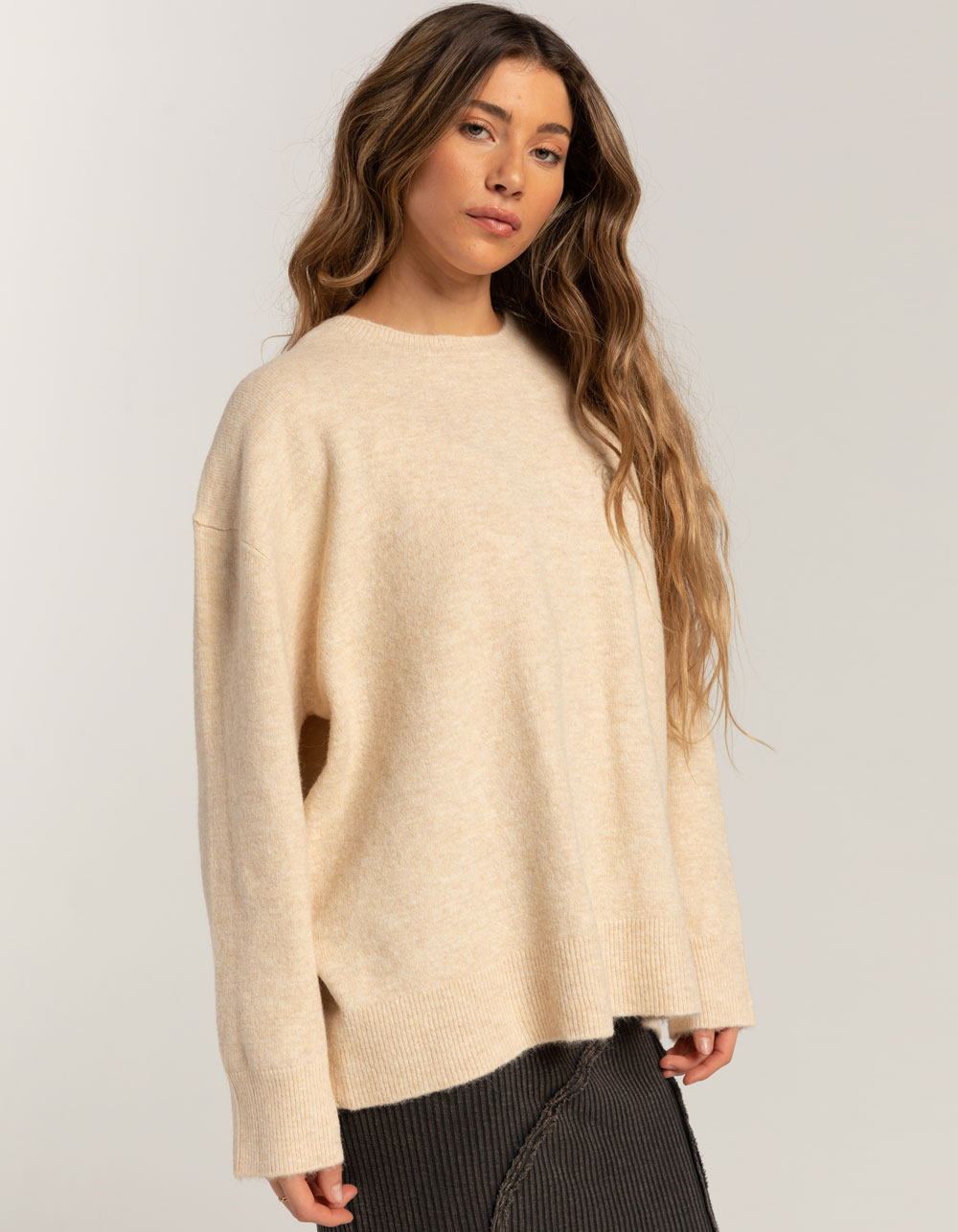 BDG Urban Outfitters Easy Crew Womens Boyfriend Sweater - ECRU