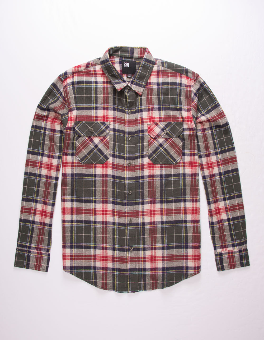 RSQ Pecan Plaid Flannel Mens Shirt image number 0