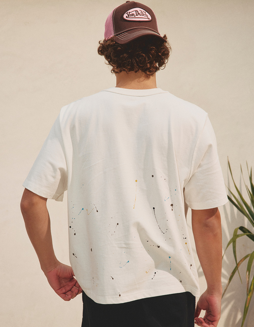 RSQ Mens Paint Splatter Boxy Tee - WHITE
