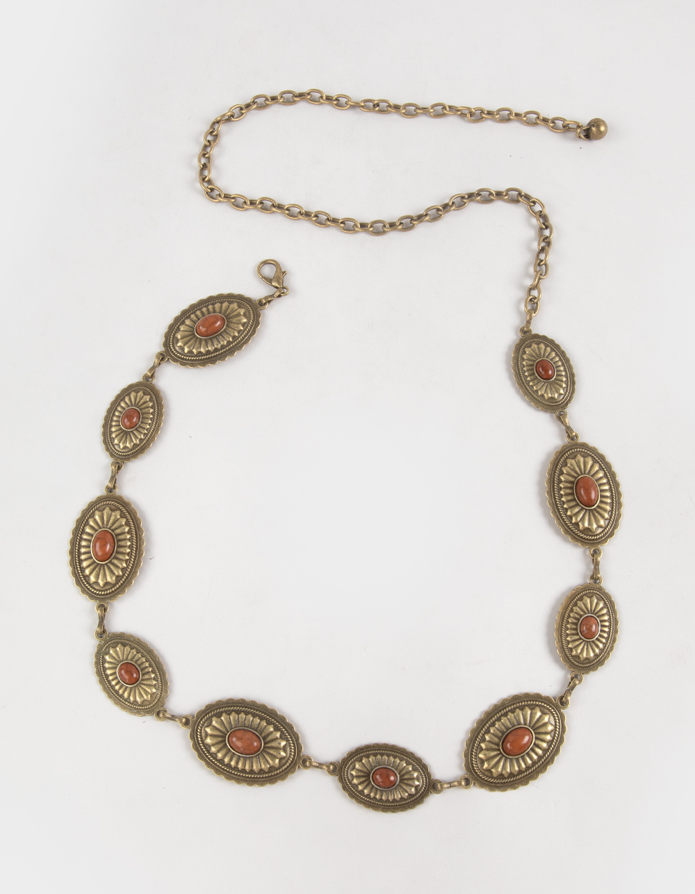 Red Concho Chain Belt - GOLD