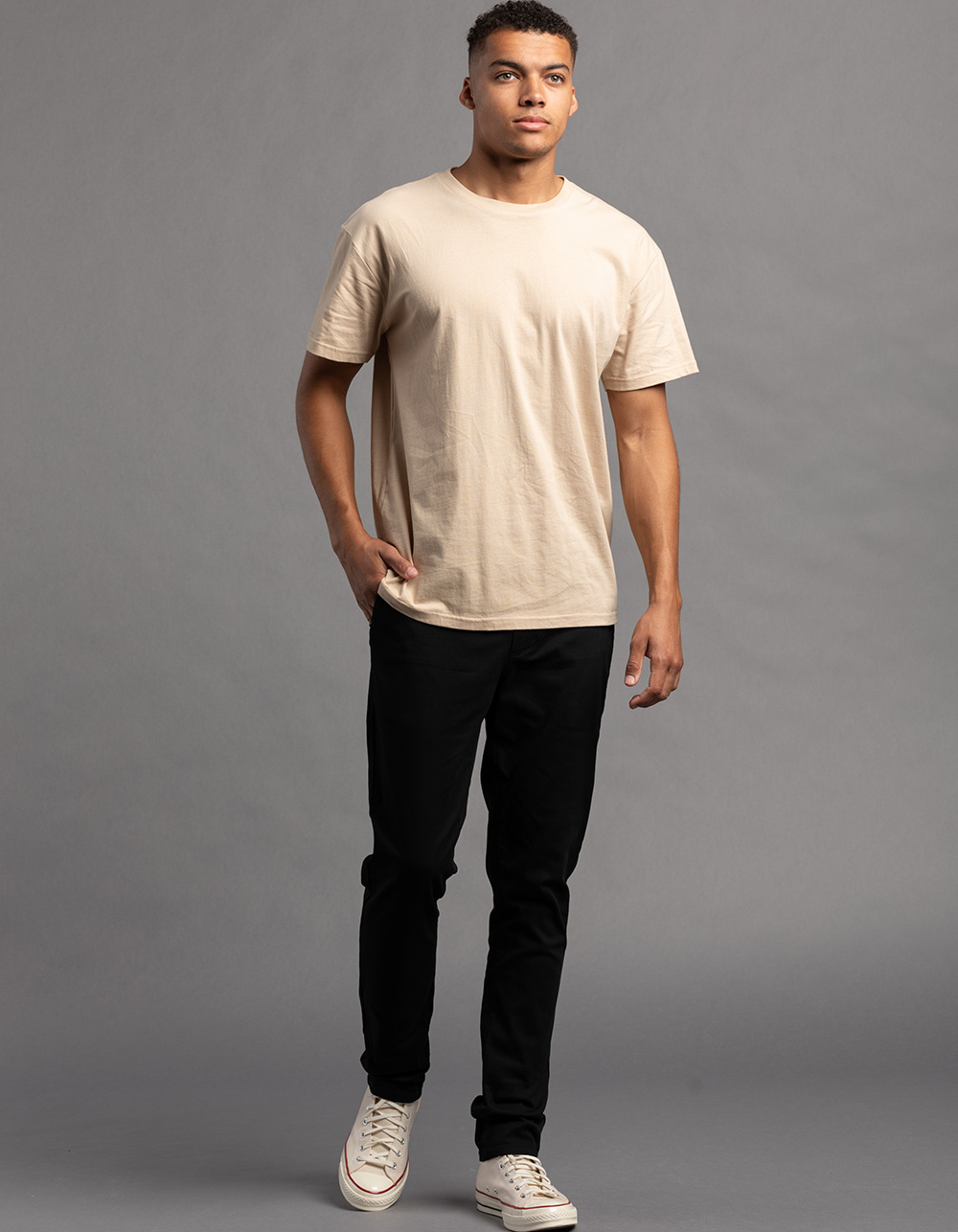 RSQ Mens Oversized Solid Tee - KHAKI