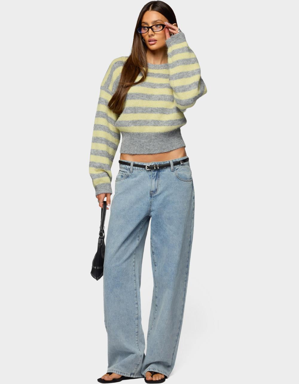 EDIKTED Dalina Washed Low Rise Baggy Jeans - LIGHT BLUE