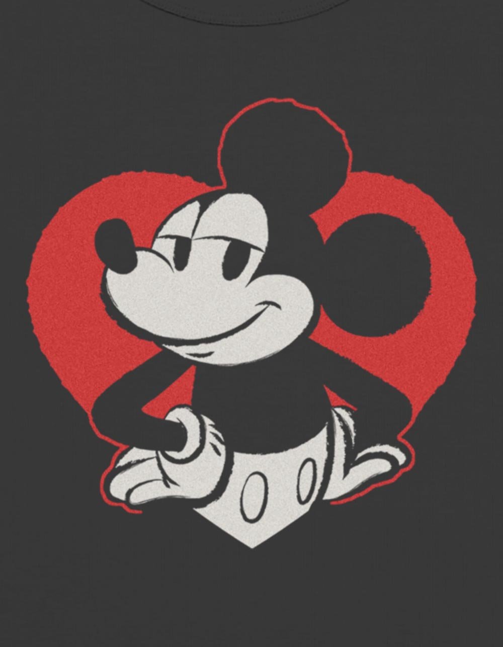 DISNEY Mickey Mouse Heart Womens Baby Tee - BLACK