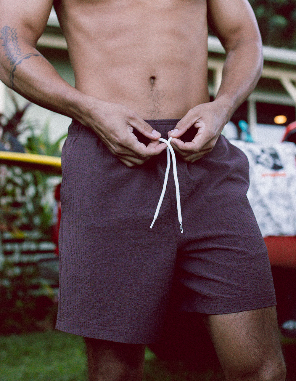 RSQ Mens Seersucker 6.5" Swim Trunks