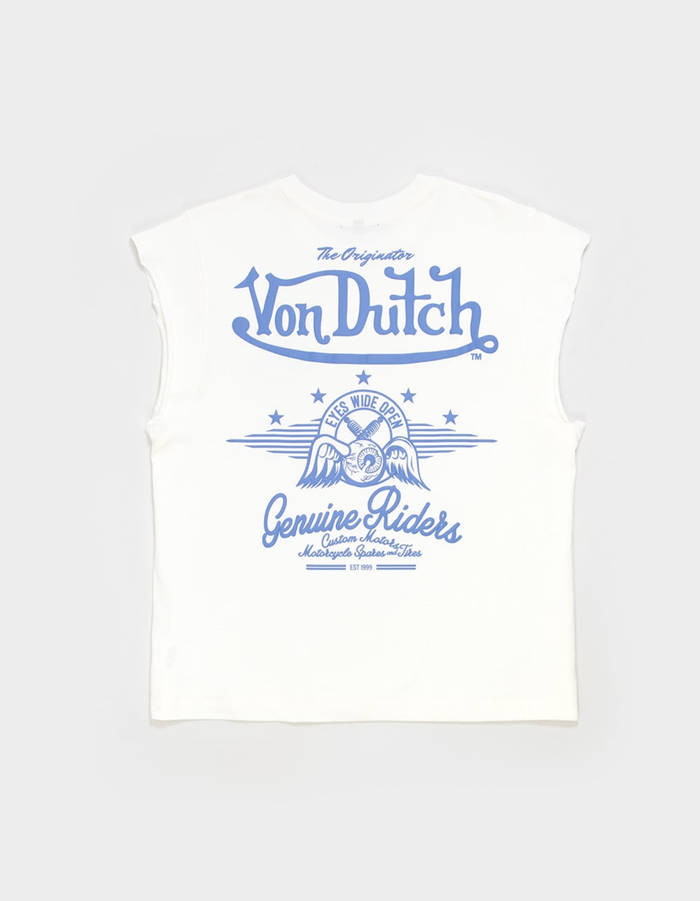 VON DUTCH Genuine Riders Mens Muscle Tee - OFF WHITE