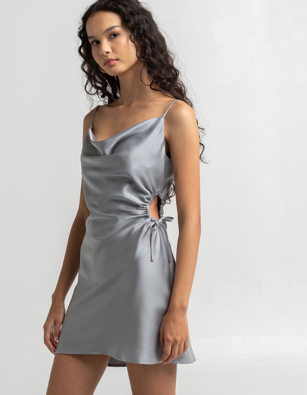 WEST OF MELROSE Satin Cutout Dress - GRAY | Tillys