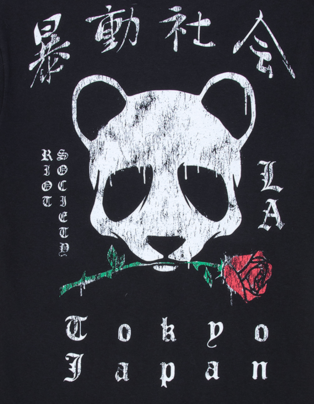 RIOT SOCIETY Panda Mens Heavyweight Tee - WASHED BLACK