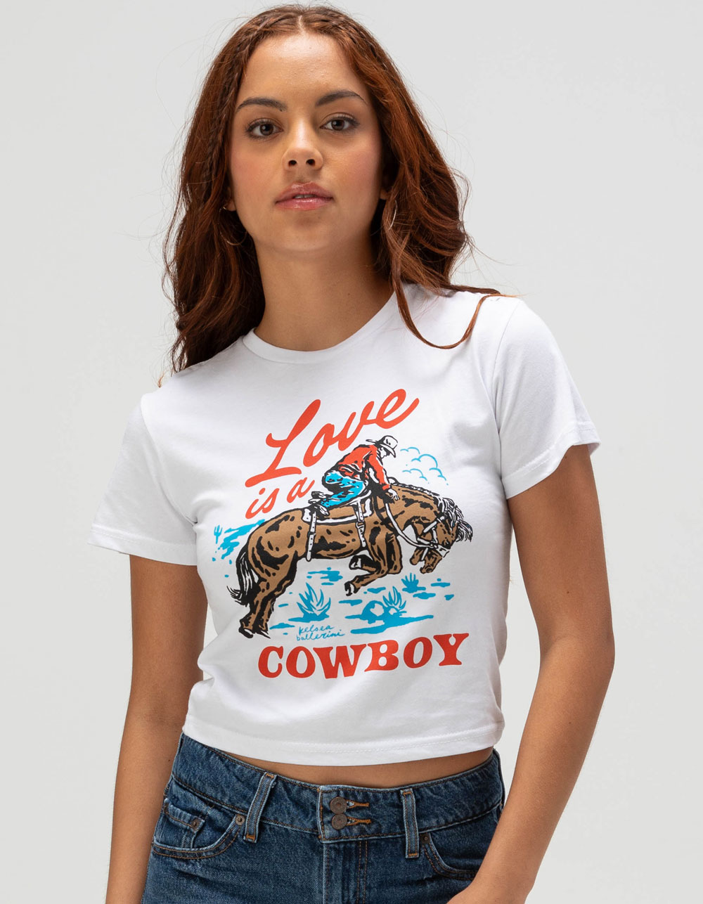 DISNEY Western Sweethearts Womens Baby Tee - CREAM