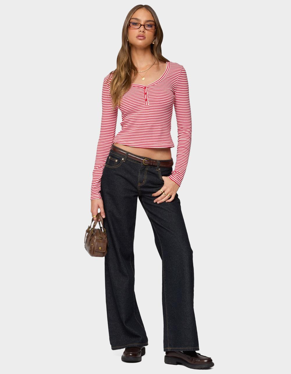 EDIKTED Jocelyn Striped Top - RED