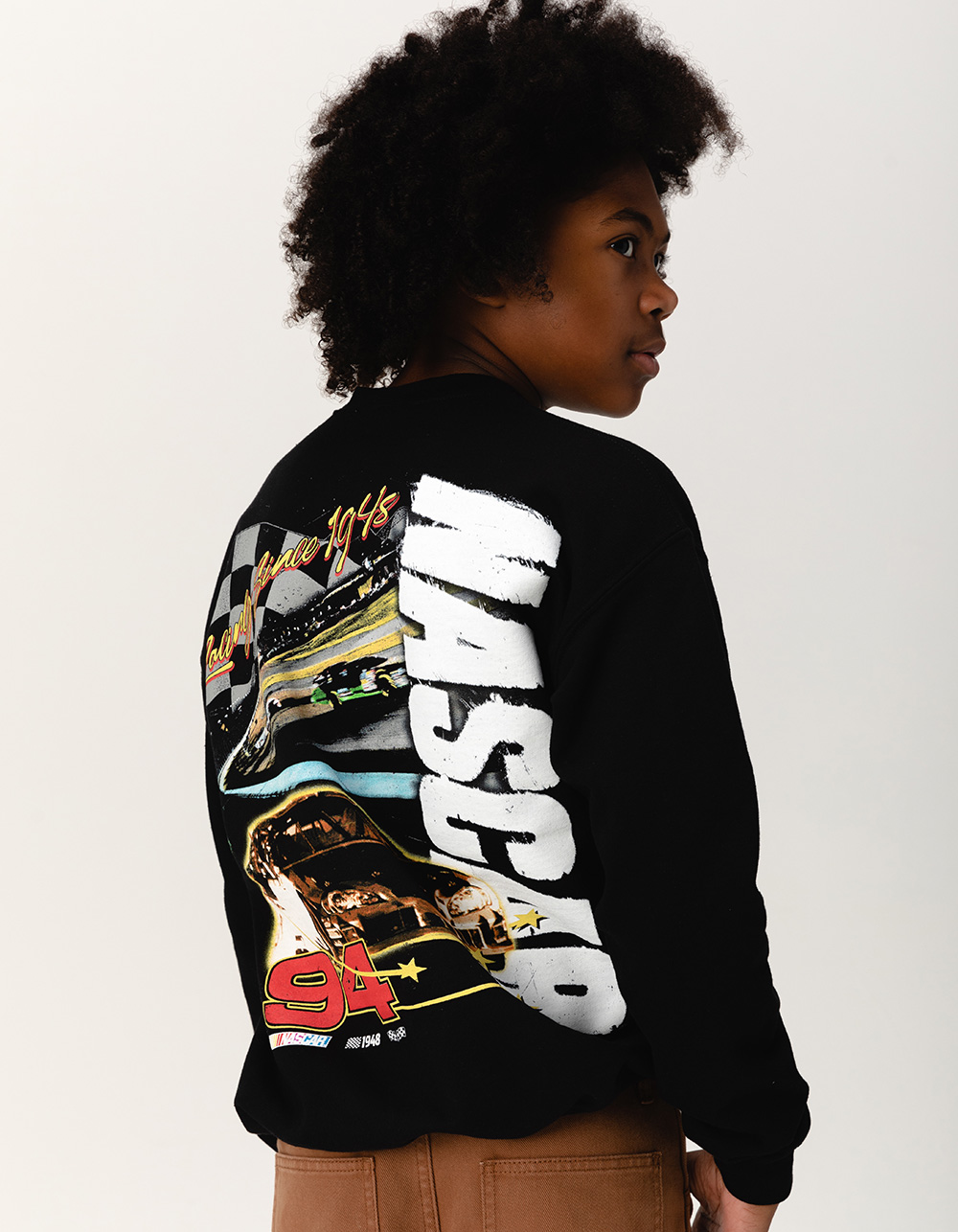 TILLYS x NASCAR Track Boys Crewneck Sweatshirt - BLACK