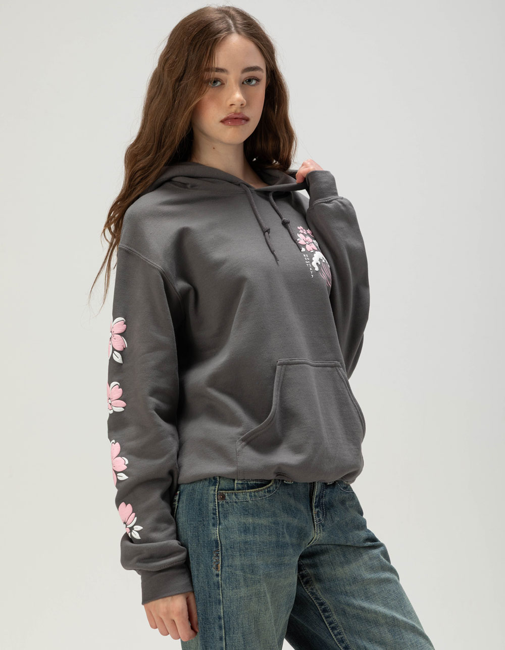 RIOT SOCIETY Koi Womens Hoodie - GRAY