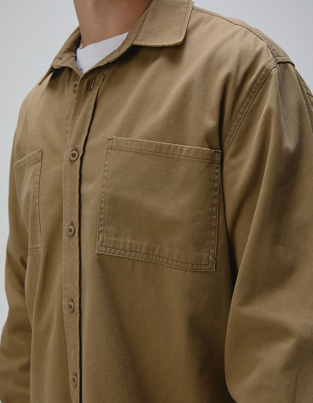 RSQ Mens Oversized Washed Twill Shirt - TAN