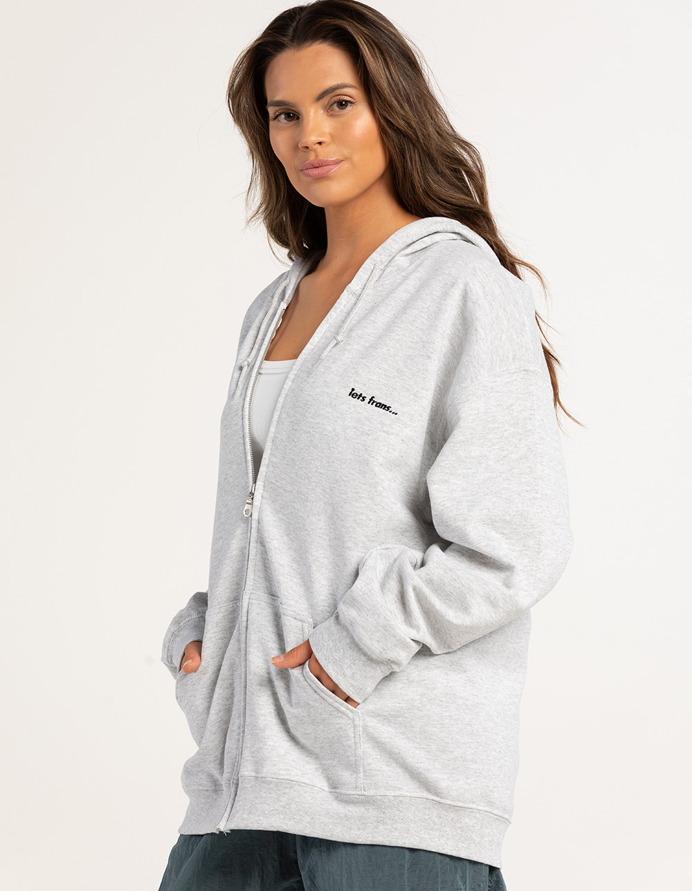 IETS FRANS Full Zip-Up Womens Hoodie - HEATHER GRAY | Tillys