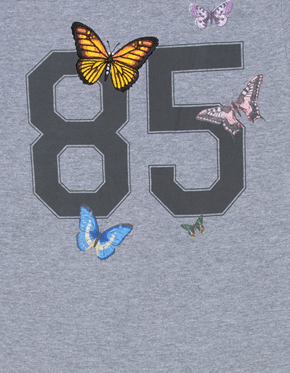 GOODIE TWO SLEEVES Embroidered Butterfly 85 Girls Tee - HEATHER GRAY