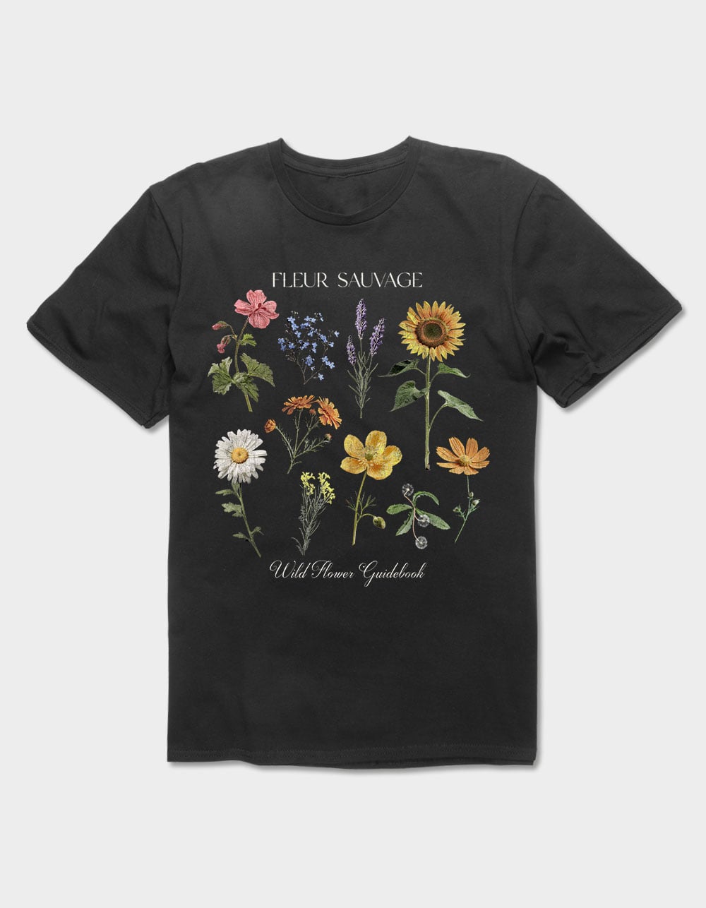Flower Wild Guidebook Unisex Tee - BLACK