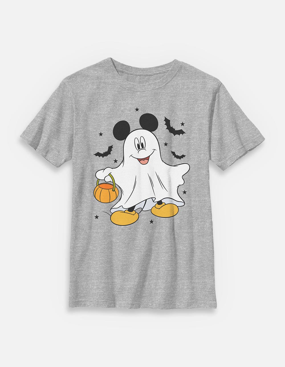 DISNEY Ghost Mickey Unisex Kids Tee - HEATHER GRAY