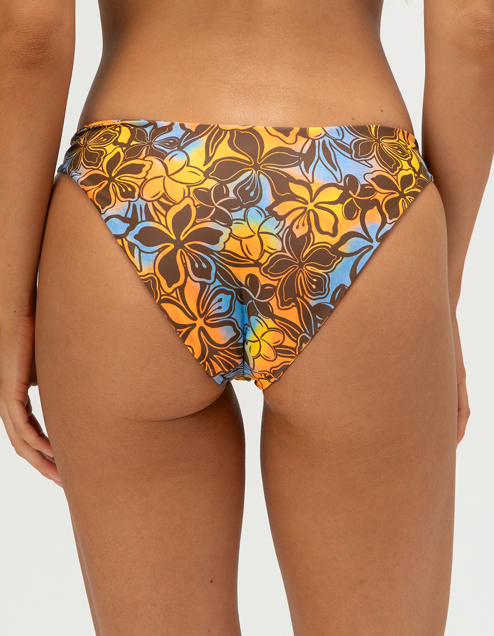 KULANI KINIS Frangipani Fizz Minimal Full Coverage Bikini Bottoms - BROWN COMBO