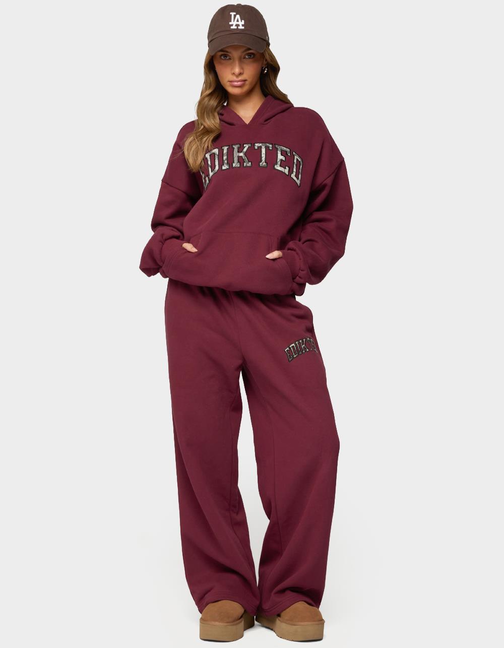 Edikted Camo Crush Sweatpants - DK RED