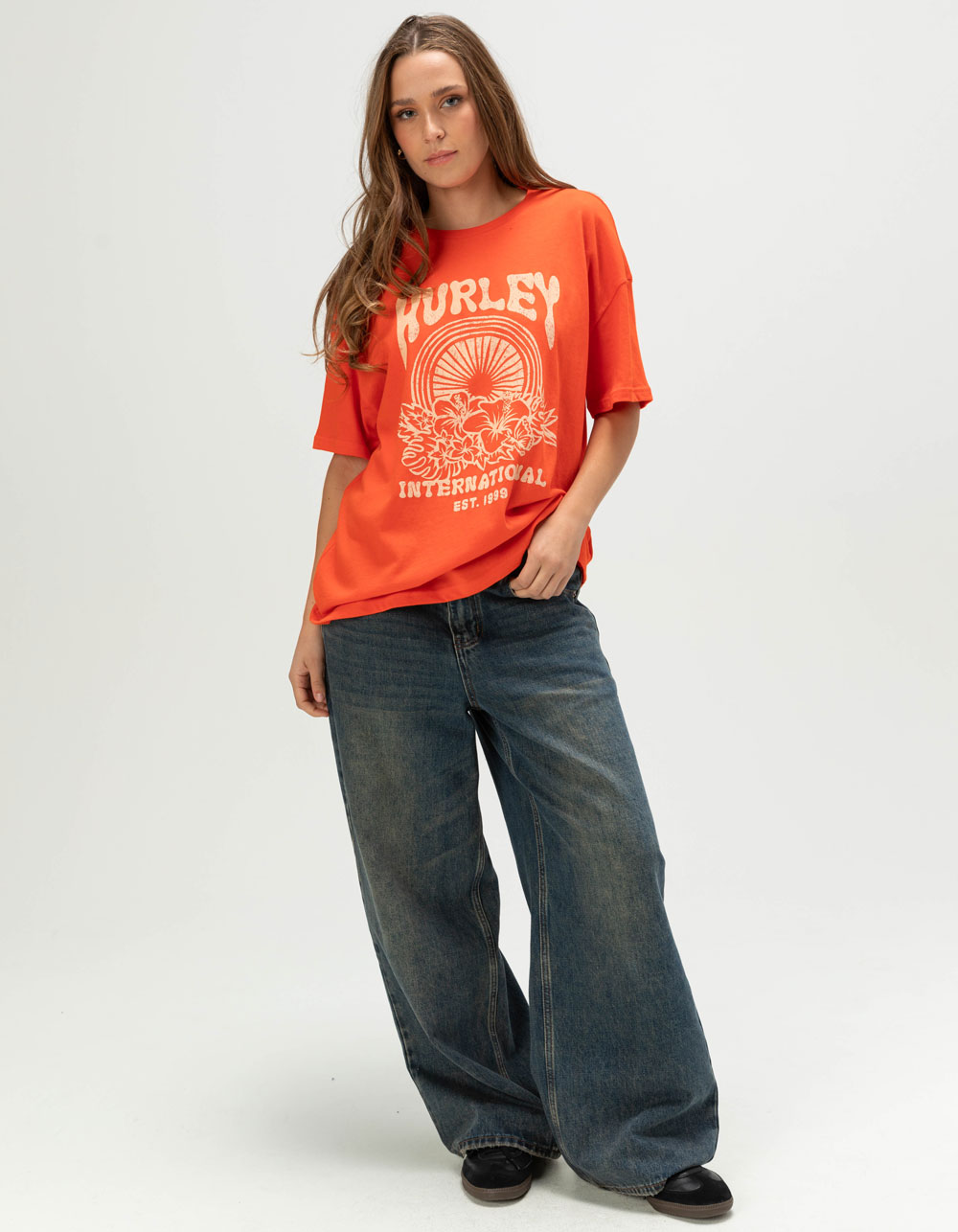 HURLEY Solstice Womens Boyfriend Tee - RED