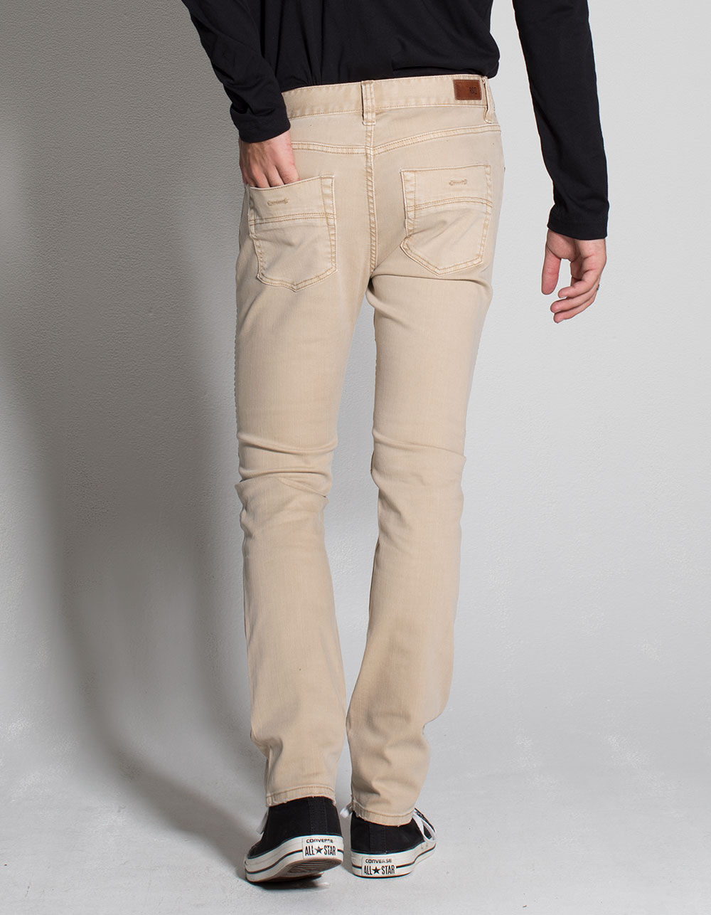 RSQ London Twill Moto Mens Skinny Ripped Jeans - SAND | Tillys