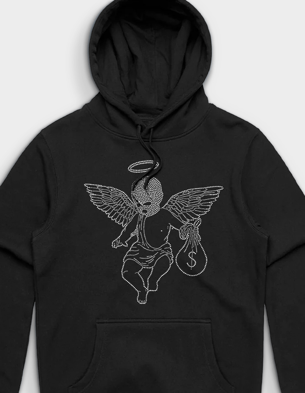 HASTAMUERTE Rhinestone Ski Mask Angel Mens Hoodie - BLACK