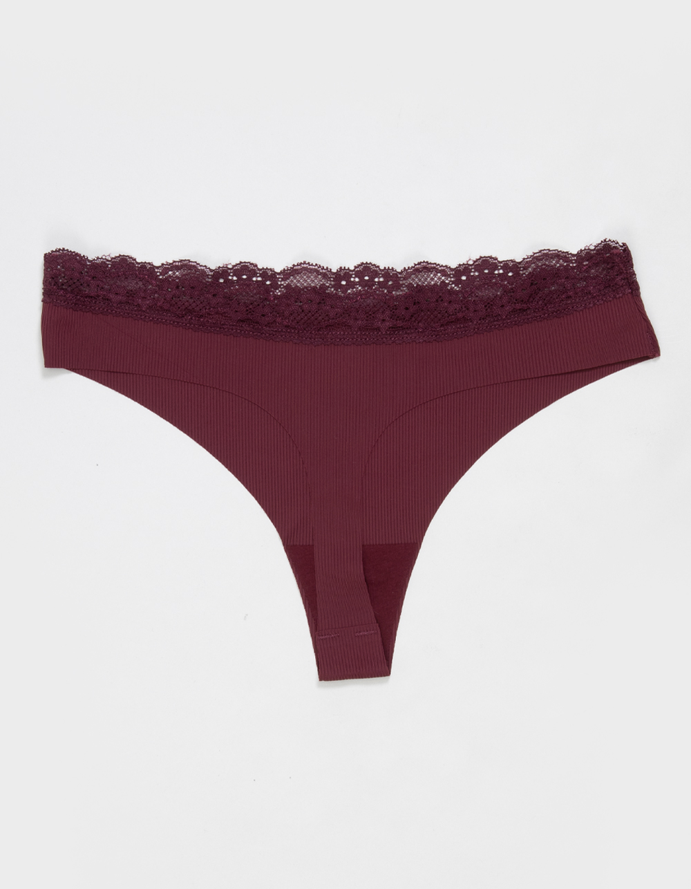FULL TILT Lasercut Lace Waist Thong - BURGUNDY