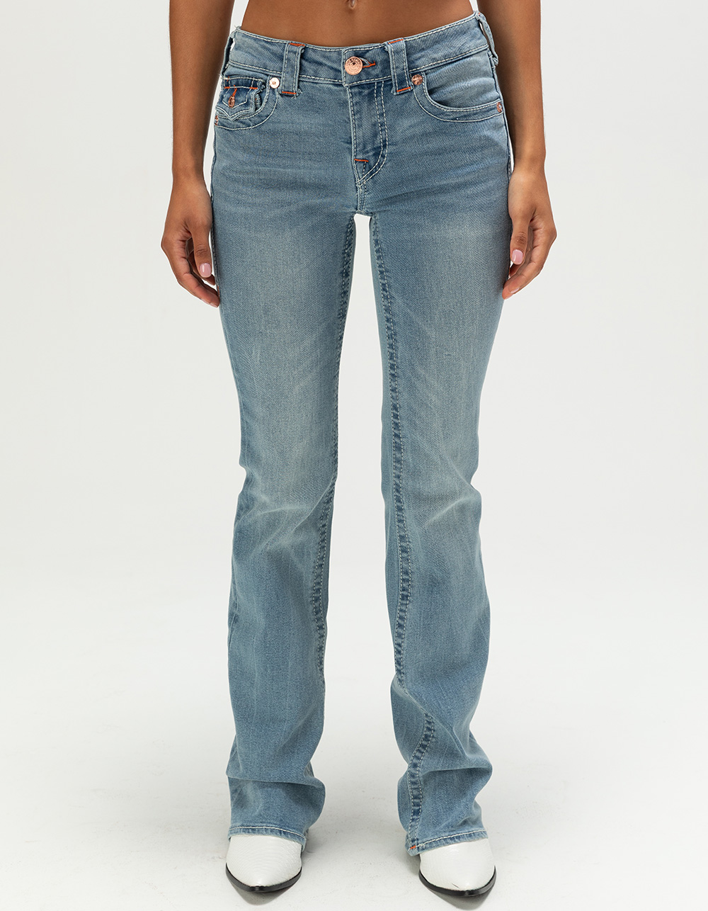 TRUE RELIGION Becca Mid Rise Big T Womens Bootcut Jeans - LIGHT WASH