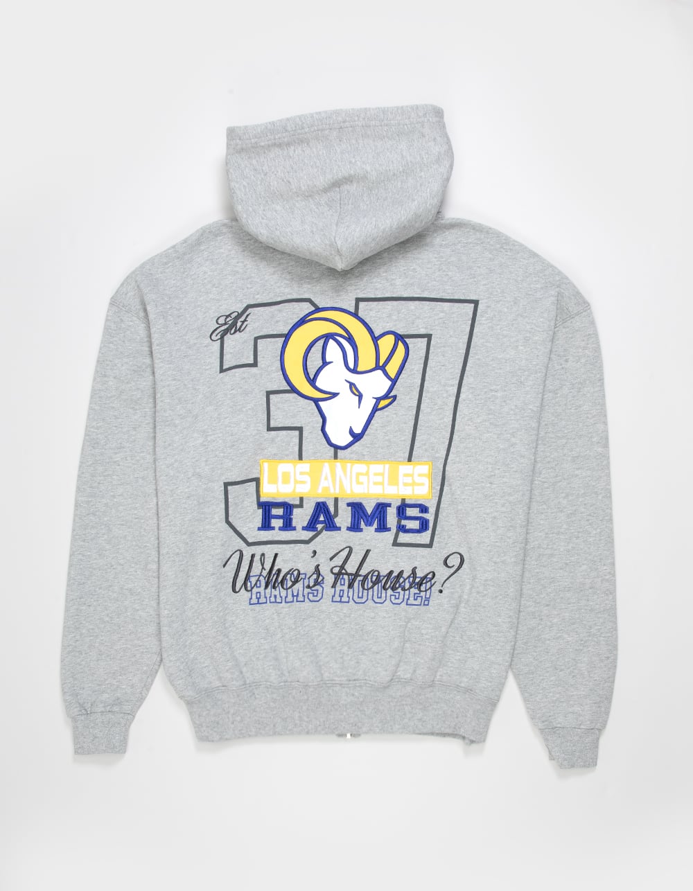 THE WILD COLLECTIVE Los Angeles Rams Mens Zip-Up Hoodie - HEATHER GRAY